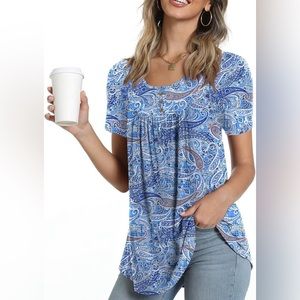 COPY - Sz XL POPYOUNG Women's Summer Casual Short Sleeve Tunic Crewneck Ruffle …